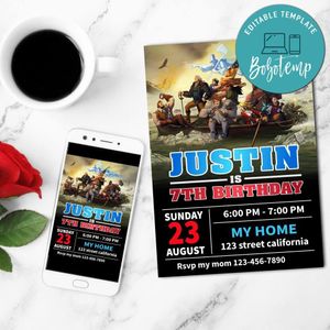 America The Motion Picture Birthday Invitation Customizable Template to Print at Home Instant Download