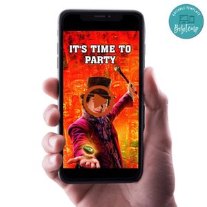 Wonka Birthday Video Invitation Digital Template Customizable Instant Download