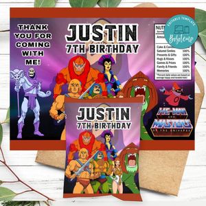 He-man Birthday Chip Bag Digital File Printable Instant Download