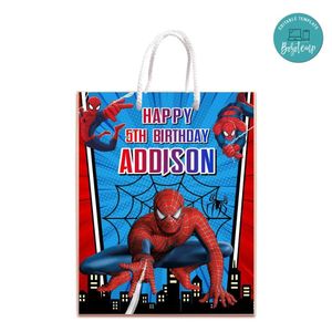 Spiderman Gift Bag Label Template Printable Instant Download