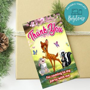 Bambi Magic World Thank You Tag Customizable Template To Print At Home Instant Download