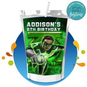 Green lantern Capri Sun Birthday Labels Digital File Printable Instant Download