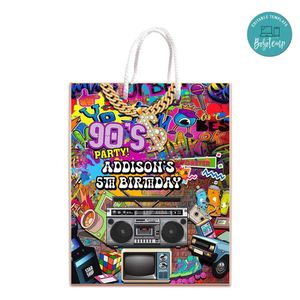90's Gift Bag Label Template Printable Instant Download