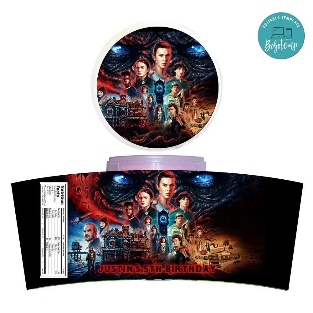Stranger Things Season 4 Cotton Candy Label Template | Bobotemp