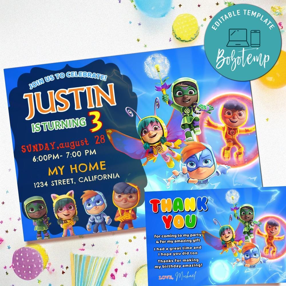 Action Pack Invitation Template Free Thank You Card Printable | Bobotemp
