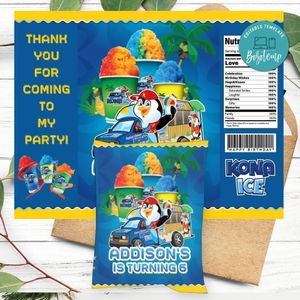 Kona ice Birthday Party Chip Bag Digital File Printable Instant Download