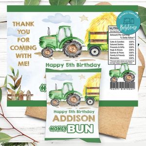 Tractor Honeybun Snack Bag Digital File Printable Instant Download