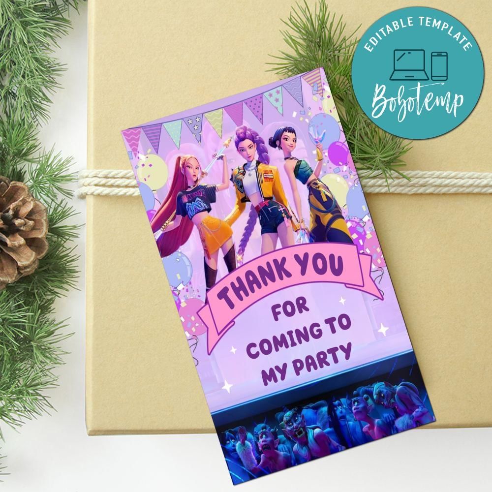 Kpop Demon Hunter Thank You Tag Customizable Template To Print At Home Instant Download