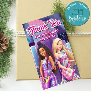 Barbie Big City Thank You Tag Customizable Template To Print At Home Instant Download