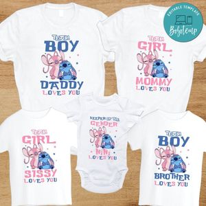 Stitch and angel Gender Reveal Party T-Shirt