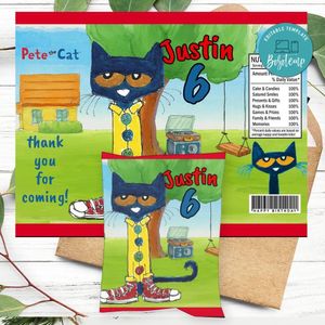 Pete the cat Birthday Chip Bag Digital File Printable Instant Download