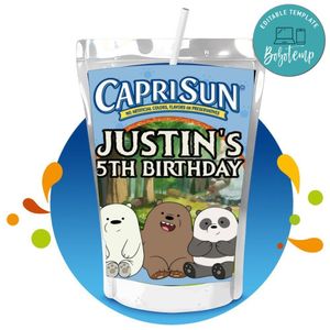 We Bare Bears Capri Sun Birthday Labels Digital File Printable Instant Download