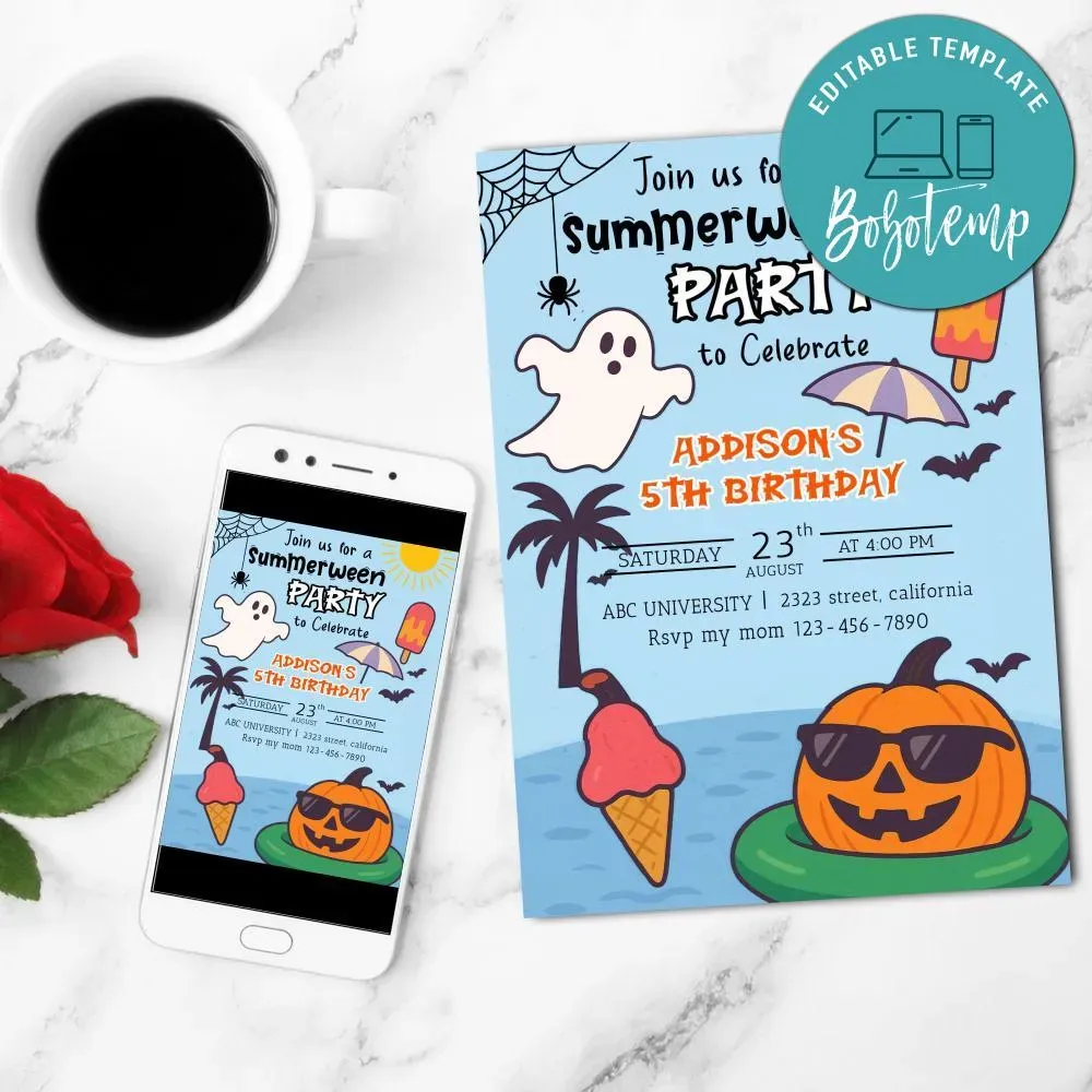 Summerween Invitation Customizable Template | Bobotemp Shop