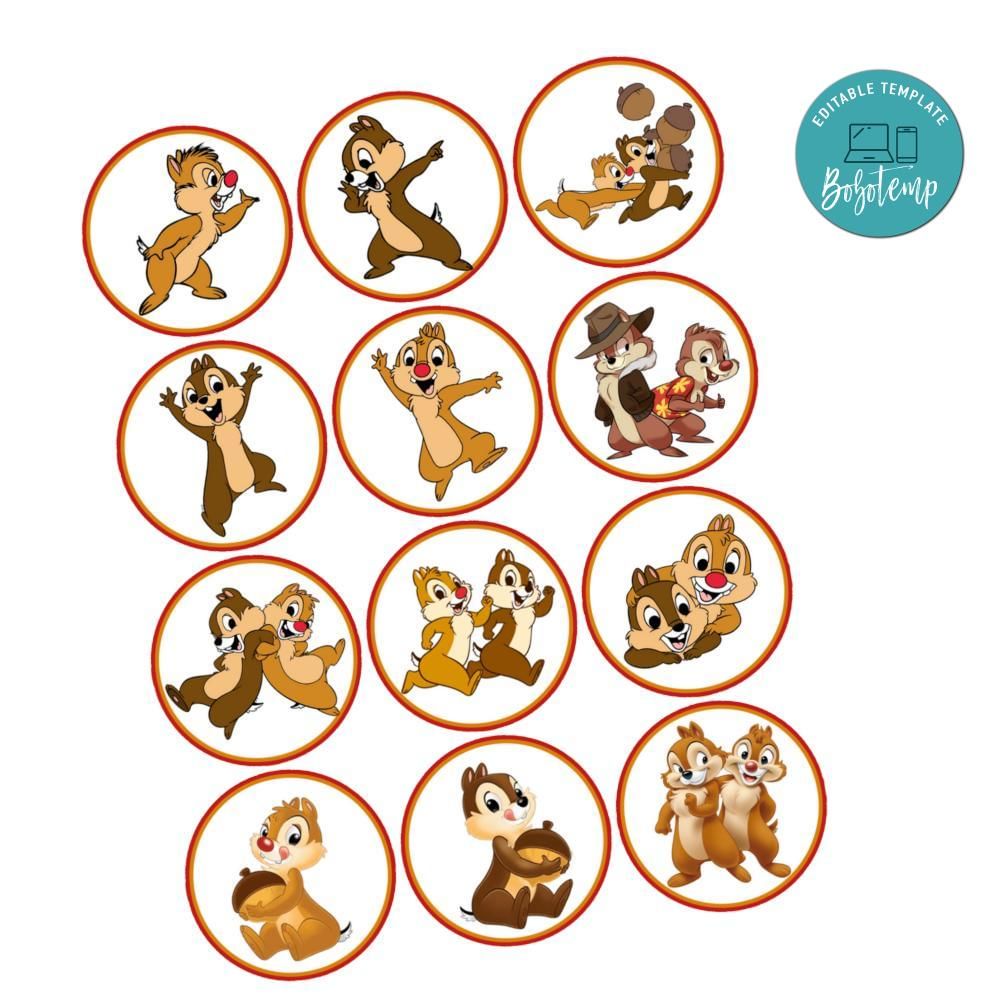 Chip And Dale Cupcake Toppers Template Printable Instant Download ...