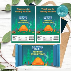 Camping Rice Krispies Treats Template Printable Instant Download