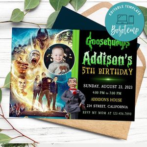 Goosebumps Birthday Invitation with Photo Customizable Template to Print at Home Instant Download