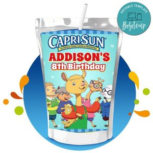 Llama Llama Capri Sun Birthday Labels Digital File Printable Instant Download