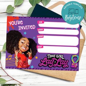 That Girl Lay Lay fill in blank Invitation Customizable Template to Print at Home Instant Download