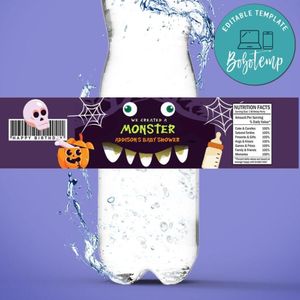 We Created A Monster Halloween Birthday Water Bottle Label Template To Print At Home Instant Download