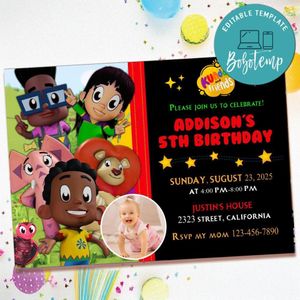 Kunda and friends Birthday Invitation with Photo Customizable Template to Print at Home Instant Download