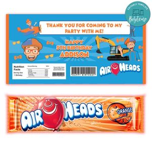Blippi Airhead Candy Wrapper Template Printable Instant Download