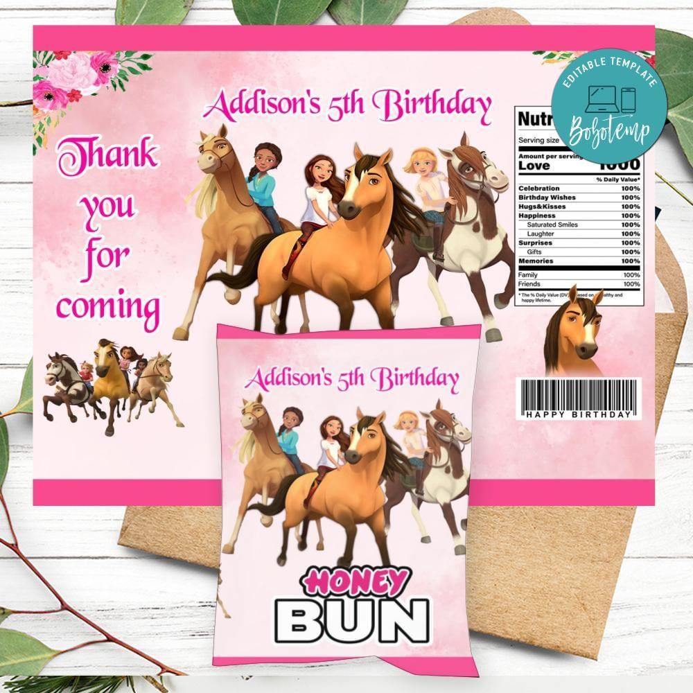 Spirit Riding Honeybun Snack Bag Digital File Printable Instant Download