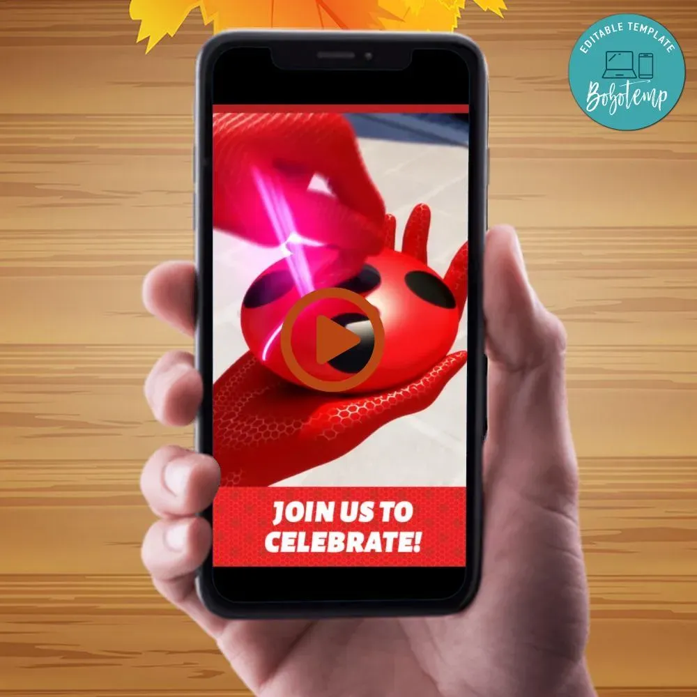 Miraculous Video Invitation Digital Template DIY Bobotemp