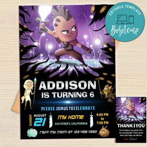 Niko And The Sword Of Light Invitation Template Free Thank You Card Printable