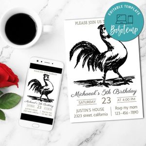 Gallos Invitation Customizable Template to Print at Home Instant Download