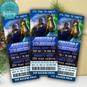 Thanos Ticket Invitation Customizable Template Instant Download