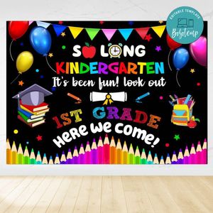 Kindergarten It's Been Fun Look Out Backdrop Digital File Template Instant Download
