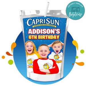 Funsquad Capri Sun Birthday Labels Digital File Printable Instant Download