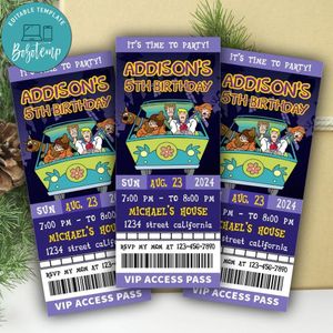 Scooby Doo Ticket Invitation Customizable Template Instant Download