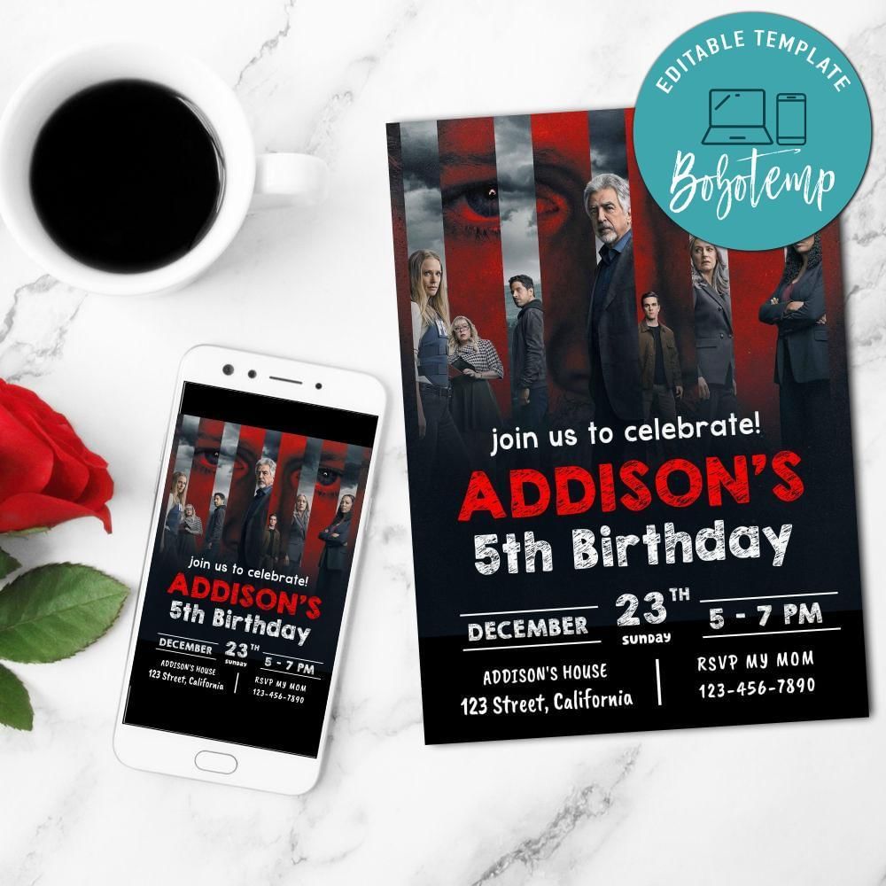 Criminal minds Invitation Customizable Template to Print at Home Instant Download