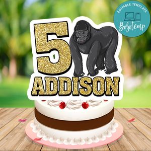 Gorilla Cake Topper Template Printable Instant Download