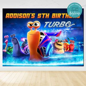 Turbo racing team Birthday Backdrop Digital File Template Instant Download