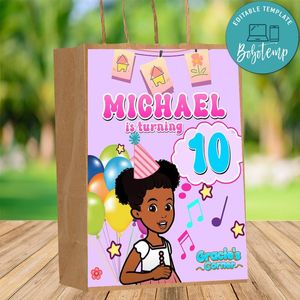 Gracie's corner Gift bag label Template Printable Instant Download