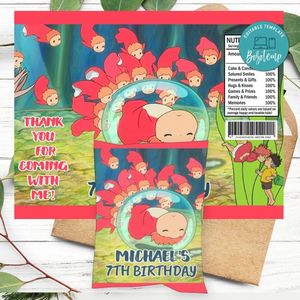 Ponyo Birthday Chip Bag Digital File Printable Instant Download