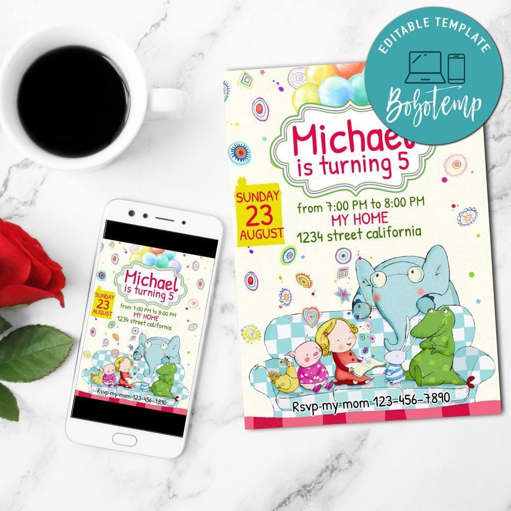 Tilly And Friends Mobile Invite Customizable Template Instant Download