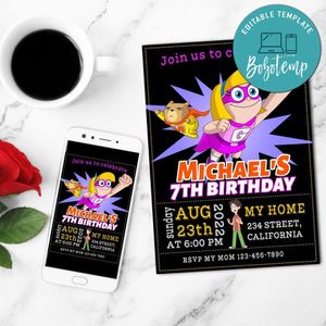 Hamster And Gretel Birthday Invitation Customizable Template to Print at Home Instant Download