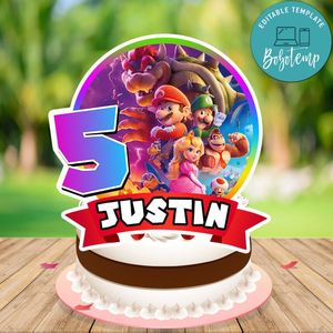Super Mario Bros Cake Topper Template Printable Instant Download