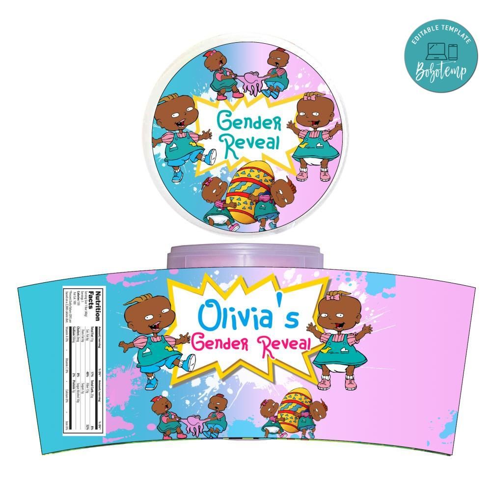 Phil And Lil Gender Reveal Cotton Candy Label Template | Bobotemp