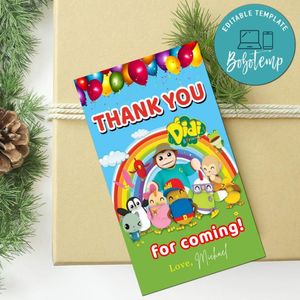 Didi And Friends Thank You Tag Customizable Template To Print At Home Instant Download
