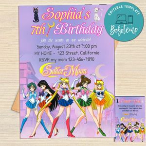 Sailor Moon Invitation Template Free Thank You Card Printable