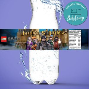 Lego Harry Potter Birthday Water Bottle Label Template to Print at Home Instant Download