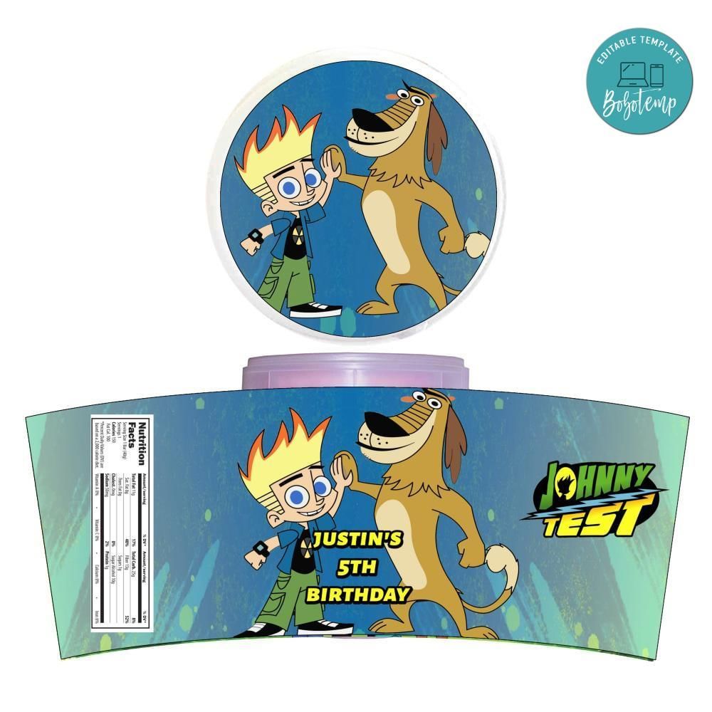 Johnny Test Cotton Candy Label Template To Print At Home Instant Download