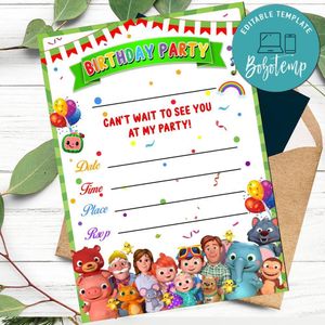 Cocomelon fill in blank Invitation Customizable Template to Print at Home Instant Download