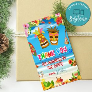 Luau Thank You Tag Customizable Template To Print At Home Instant Download