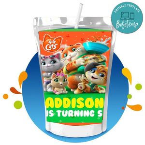 44 cats Capri Sun Birthday Labels Digital File Printable Instant Download