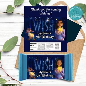 Wish Disney Candy Bar Label Customizable Template Instant Download